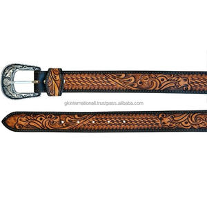 เข็มขัดกางเกงยีนส์ลําลองลายดอกไม้หนังแท้สไตล์ตะวันตกพร้อมเข็มขัดสไตล์ตะวันตกที่ถอดออกได้หัวเข็มขัดคาวบอยมือสวม - Product Image 5