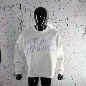 Sweat-shirt à col montant gris cendré ARKANSAS, 100% coton, avec broderie appliquée blanche, col large, URBAN PRODUCTIONS - Product Image 4