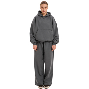 Conjunto Deportivo de Felpa para Mujer, Corte Regular, Sudadera con Capucha y Pantalones a Juego, Cómodo, Antipelusas, Ropa Deportiva de Invierno - Product Image 1
