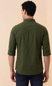 เสื้อเชิ้ตผู้ชาย Enovate แบบกระดุมสองแถว สีพื้น แขนยาว สไตล์ลำลอง ปกคอพับ ระบายอากาศได้ดี ผลิตจากผ้าฝ้ายทอ  โลโก้ที่คอหลัง รับผลิตแบบ ODM - Product Image 3