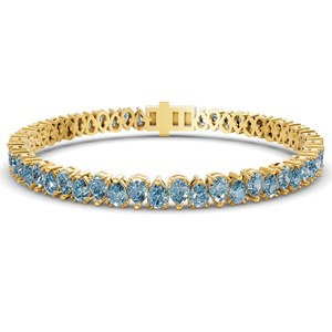 Bracelet tennis en diamant véritable cultivé en laboratoire, or 10 carats, taille poire brillante, bleu glace, 4 carats, 60 pierres, pour femme, luxe certifié - Product Image 3