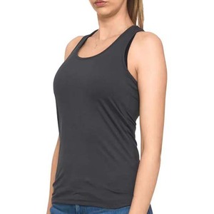 Camiseta sin mangas de punto de color liso con cuello redondo para mujer, estilo casual, longitud regular, azul - Product Image 3