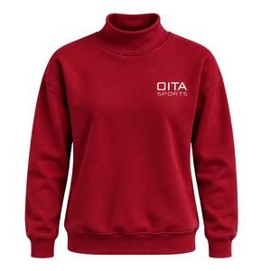 <b>Red</b> <b>Women</b> Mock Neck Sweatshirt Long Sleeve Pullover Casual Oversized Fleece High Collar Winter Streetwear Fashion <b>Jumper</b> Top - Product Image 1