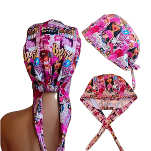 Bonnets de chirurgien en coton tissé à imprimé animal de dessin animé, à nouer à l'arrière, doublés de satin, accessoires pour infirmières, médecins, unisexe - Product Image 3