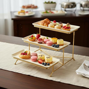 <b>3</b>-<b>Tier</b> Dessert <b>Stand</b> Space-Saving <b>3</b>-<b>Tier</b> <b>Cake</b> <b>Stand</b> Compact Storage Serveware Multi-Purpose for Party, Metal & Wood <b>Cake</b> <b>Stands</b> - Product Image 3