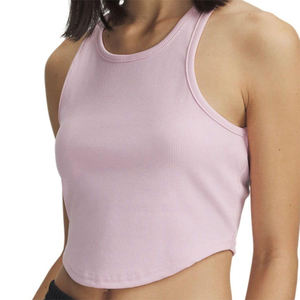 Top Corto de Canalé para Mujer, Colores Personalizables, Dobladillo Curvo, Deportivo, Transpirable, Ecológico, de Secado Rápido, Informal - Product Image 1