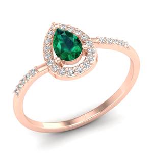 Anillo solitario REYES de nuevo diseño en plata de ley 925 con baño de rodio y moissanita para mujer, con corte de pera y gema de esmeralda. - Product Image 2