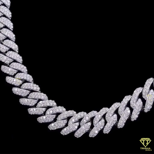 Cadena Cubana de 12mm con Eslabones Personalizables, Collar Cubano de Plata Esterlina 925 con Moissanita Certificada, Estilo Hip Hop Unisex - Product Image 5