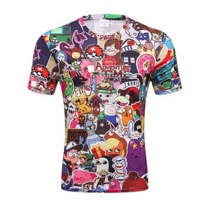 T-shirt pour homme à motif abstrait imprimé par sublimation, manches courtes, col rond, tricoté, coupe classique, 100% streetwear - Product Image 1