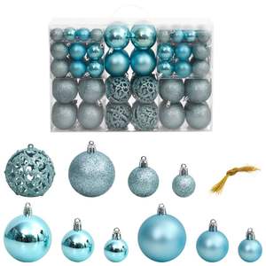 Juego de 100 Adornos Navideños de Poliestireno Turquesa, Paquete Variado para Decoración de Árboles y Esferas - Product Image 1