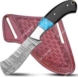Cuchillo de caza y camping estilo western de acero de Damasco de grado industrial, hoja completa, afilado a rasera, 58 HRC, tipo Bull Cutter, mango de resina, OEM/ODM - Product Image 5