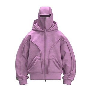 Sudadera con capucha doble morada, 100% algodón, forro polar, estilo oversize, para otoño - Product Image 1