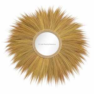 Rattan Sunburst Wedding Thank You <b>Round</b> <b>Wall</b> <b>Mirror</b> Bohemian Handmade Durable Eco-Friendly Decorative Frame Natural Grass Design - Product Image 4