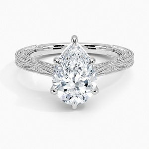 Anillo de compromiso BOJ Ring 069 con corte de pera, plata 925, grabado Elsie, diamante de 2 quilates, color D, VVS1, moissanita, certificado GRA, en oferta. - Product Image 1
