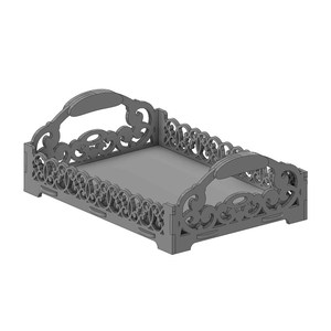 Bandeja de MDF negra con asa, estilo nuevo, corte láser, acabado envejecido, para decoración del hogar. - Product Image 4