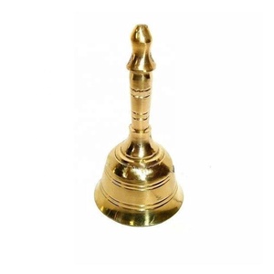 Cloche moderne à poignée en laiton poli brillant, également disponible en placage argenté Cloches de temple de Noël - Product Image 6