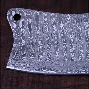 Cuchillo de Cocina JEXMOO OEM Hecho a Mano de Acero de Damasco de Grado Industrial, Cuchillo Multifuncional con Patrón de Gota de Lluvia, Funda de Cuero - Product Image 3