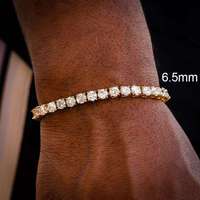 Pulsera de tenis de moissanita de 2mm, 3mm, 4mm, 5mm, 6.5mm, plata S925, color D, VVS, chapada en oro de 18k, estilo hip hop, unisex