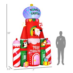 Château gonflable géant de Noël de 118 pouces avec lumières clignotantes pour décorations extérieures de jardin - Product Image 3