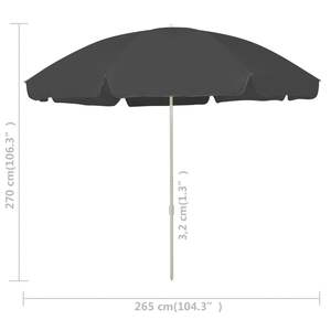 Sombrilla de Playa Grande Inclinable de Poliéster Antracita, Parasol de Playa Premium - Product Image 6