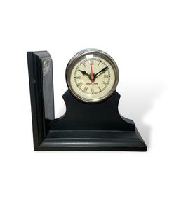 Porte-livres élégant en bois antique avec horloge et thermomètre - Product Image 3