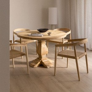 Mesa de comedor redonda de madera de mango Vandana Hexa Sierra - Product Image 2