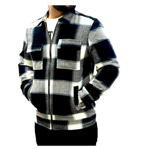 Wholesale Streetwear <b>Flannel</b> Shirt <b>Jacket</b> Long Sleeve Plaid Polyester Lined Breathable - Product Image 1