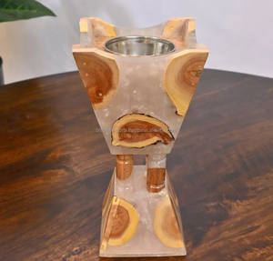 Luxe meilleure qualité moyen-orient brûleur d'encens résine époxy bois Bakhoor ensemble Mubkhar brûleur imprimé aromathérapie diffuseur flagrant - Product Image 1