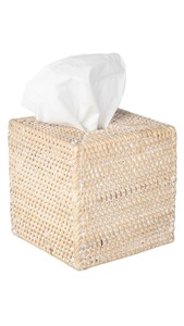 Elegant Whitewashed Handwoven Rattan Tissue Box Cover For Coastal Bathroom <b>Decor</b> Natural <b>Wicker</b> Square Tissue Holder - Product Image 4
