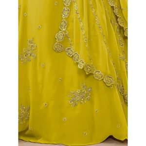 Yellow <b>Sequins</b> Georgette <b>Plus</b> <b>Size</b> Haldi Lehenga Choli - Product Image 2
