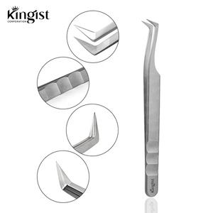 Ensemble de pinces à cils en acier inoxydable à pointe inclinée à 45 degrés Nouvel applicateur de cils pour extension de cils Pince à épiler en gros - Product Image 5
