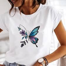 Camiseta de Verano de Manga Corta para Mujer, Corte Ajustado, de Algodón, con Estampado Tejido, Servicio de Logotipo Personalizado de Alta Calidad - Product Image 2