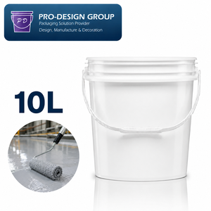 10L Plastic Paint <b>Bucket</b> <b>with</b> Flat <b>Lid</b> for Paint and Coating Use, Leakproof Storage Solution - Product Image 1