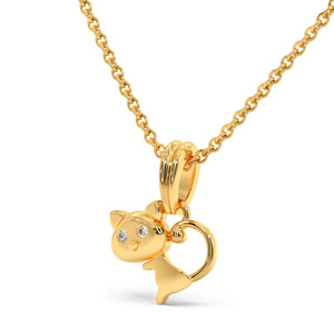 สร้อยคอพร้อมจี้รูปแมวน่ารักประดับเพชร - Product Image 1