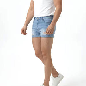 Shorts en jean pour hommes OEM en gros, respirants, séchage rapide, longueur genou, fermeture boutonnée, tendance, grandes tailles, été, noir, gris, décontractés - Product Image 1