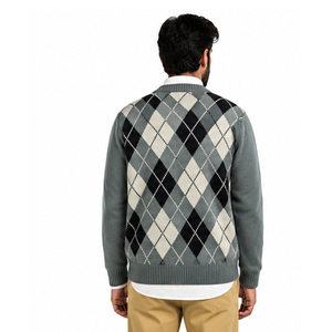 Suéter de Punto Sólido y Transpirable para Hombre, Cuello en V, Manga Larga, Gris, Negro, Blanco, Estampado, Ropa de Invierno, Hecho en Pakistán - Product Image 4