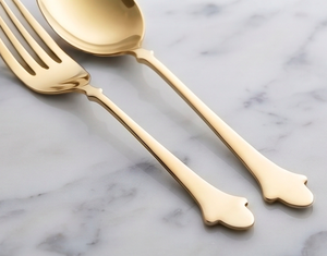 Matte Gold Royale Fleur Cutlery Set Stainless Steel Gold PVD With <b>Royal</b> Fleur Handles For Wedding Hotels Parties And <b>Catering</b> - Product Image 2