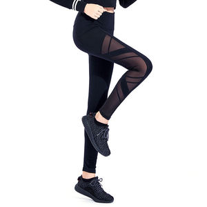 Leggings noirs taille haute longueur intégrale en tricot extensible Spandex Nylon Sporty pour toutes les saisons - Product Image 4