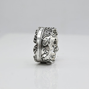 แหวนเงินแท้ 925 ดีไซน์ใบไม้ประดับพลอยลาริมาร์ธรรมชาติ แหวนเงินสเตอร์ลิงลายขัดเงา ของขวัญวันครบรอบแต่งงาน - Product Image 4