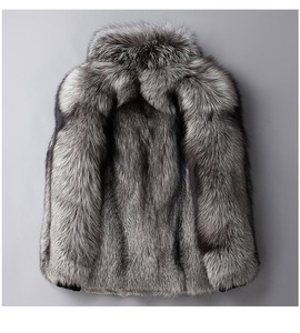 Wholesale Fashion Fluffy Furry Real Fur Coat With Collar Thick Windbreaker Oversized Mens <b>Silver</b> fox Fur <b>Jackets</b> Coats - Product Image 1