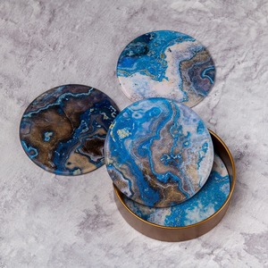 Transparent Resin Coasters Minimal Modern Drink Coaster Set for Dining <b>Table</b> and Office Use - Product Image 5