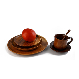 ชุดอาหารค่ำไม้กระถินณรงค์ธรรมชาติสำหรับโรงแรม ทนทาน ไม่แตกหัก จานกลมสำหรับเสิร์ฟพิซซ่า สเต็ก จานไม้ - Product Image 4