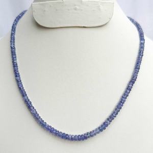 Collier de perles facettées en tanzanite naturelle de 5 mm, faites à la main, en argent sterling 925 plaqué or, pour mariage, cadeau - Product Image 1