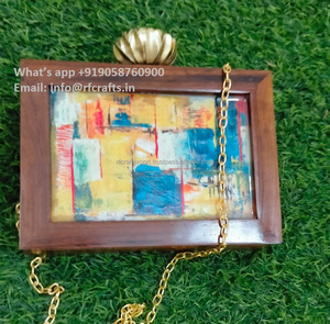 Meilleures ventes Sac à main de soirée en bois de luxe Bohème Vintage Lady Fashion RF Crafts Pochette de soirée au prix de gros - Product Image 5