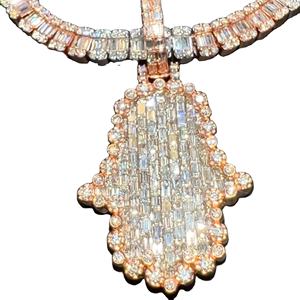 ICEDJEWELZ PT0227 Pendentif Hip Hop personnalisé en argent moissanite serti de pierres, en argent sterling 925 de haute qualité avec chaîne tennis pour soirée - Product Image 1