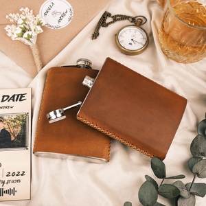 Petaca de cuero personalizada recipiente de whisky contenedor para beber para él regalo de Camping - Product Image 1