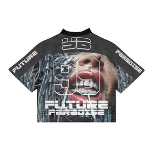 T-shirt unisexe à col en V surdimensionné de haute qualité, manches courtes, streetwear, jersey en maille, longueur normale, 100% coton pour homme TANAZAINRA - Product Image 6