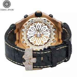 Charm_Jewels Luxury Men's Diamond Watch Polygon Analog Mechanical 43mm Sapphire Crystal Rubber Band <b>Chronograph</b> Stainless Steel - Product Image 2