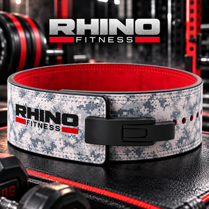 Cinturón de Soporte Lumbar Ajustable de Cuero con Camuflaje Blanco RHINO FITNESS, Cinturón de Levantamiento de Pesas para Todas las Temporadas - Product Image 1