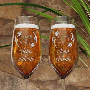 Flûtes à <span class=keywords><strong>champagne</strong></span> en cristal à long pied avec logo personnalisé, élégantes, pour mariage, <span class=keywords><strong>anniversaire</strong></span> - Product Image 5